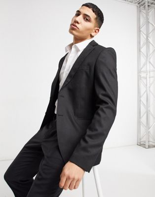 Bolongaro Trevor plain super skinny suit jacket in black
