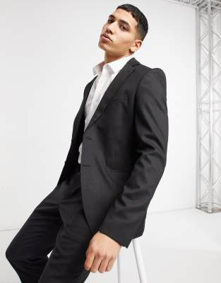 Bolongaro Trevor plain super skinny suit jacket in black - ASOS Price Checker