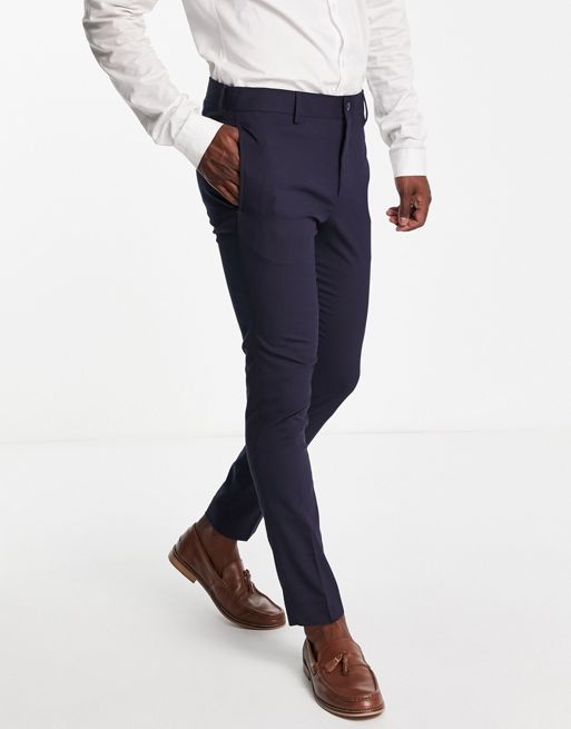 Bolongaro Trevor plain super skinny suit trousers in navy | ASOS