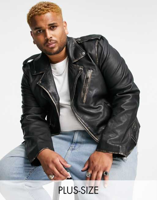 Bolongaro Trevor Plus - Blouson en cuir style motard avec fini vieilli 