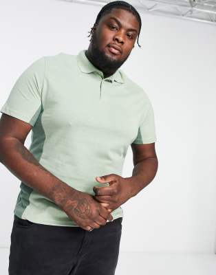 Plus color block polo in green