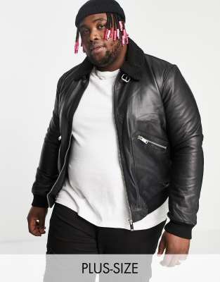 Bolongaro Trevor Plus colton bomber leather jacket - ASOS Price Checker