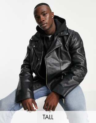 Bolongaro Trevor Plus Ivar biker leather jacket - ASOS Price Checker