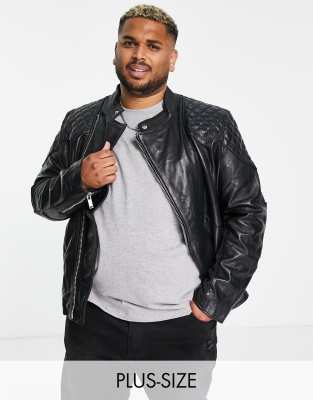 Bolongaro Trevor Plus quilted leather biker jacket - ASOS Price Checker