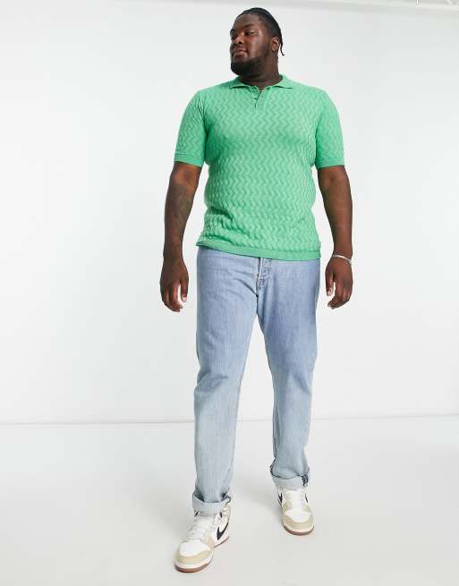 Bolongaro Trevor Plus wavy print polo in green | ASOS