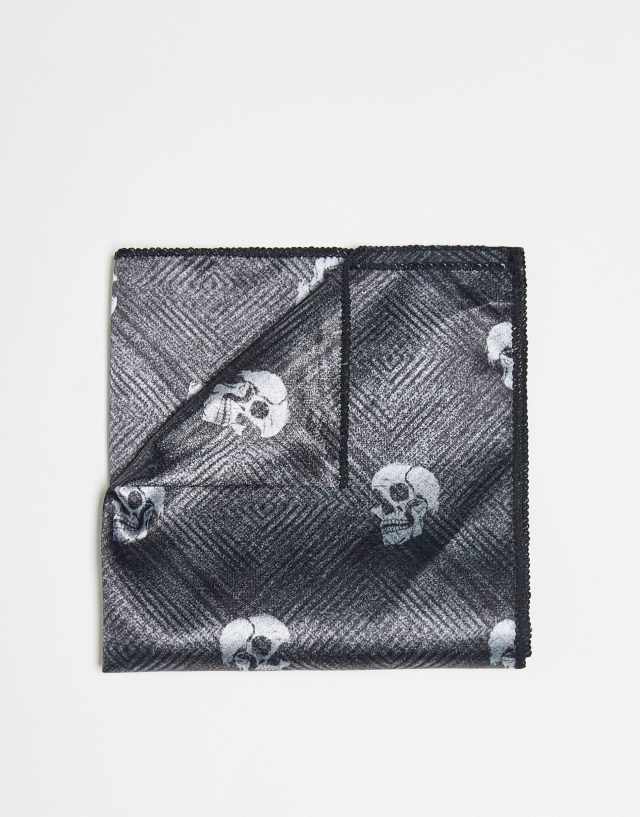 Bolongaro Trevor pocket square in ripple skull black