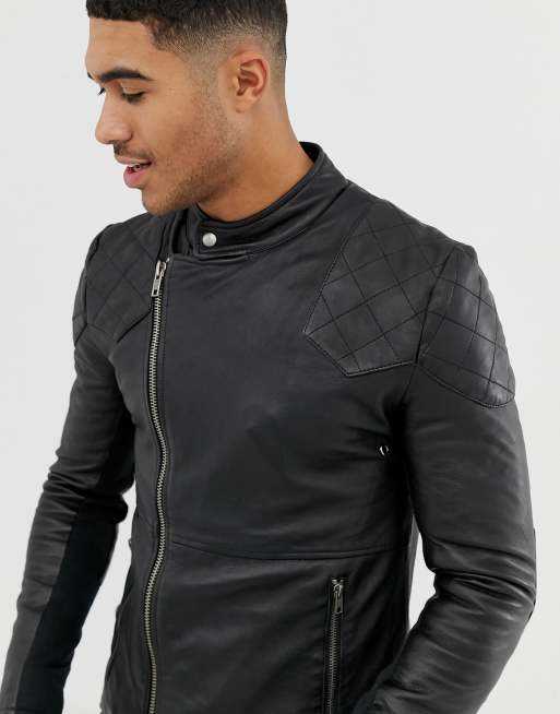 Bolongaro trevor quilted 2025 leather biker jacket