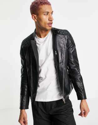 Bolongaro Trevor quilted leather biker jacket - ASOS Price Checker