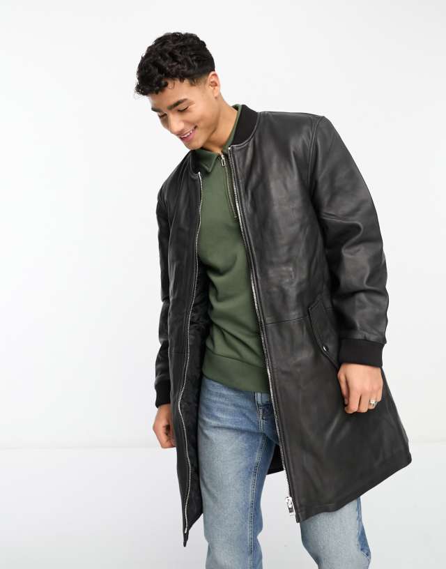 Bolongaro Trevor - quilted long line bomber in black