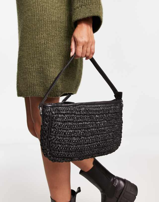 Bolongaro Trevor raffia shoulder bag in black