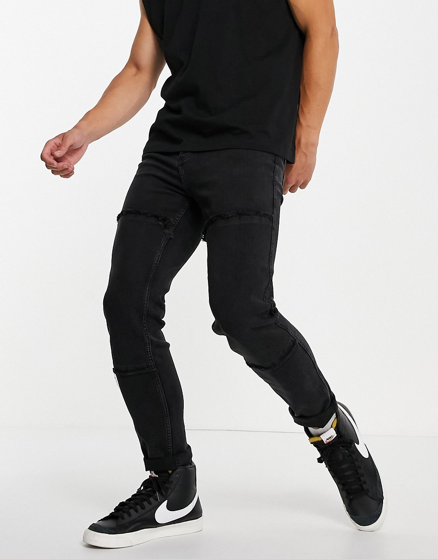 Bolongaro Trevor raw panel skinny fit jeans-Black