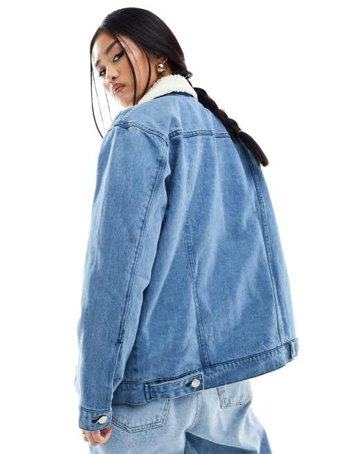 Ladies borg clearance lined denim jacket