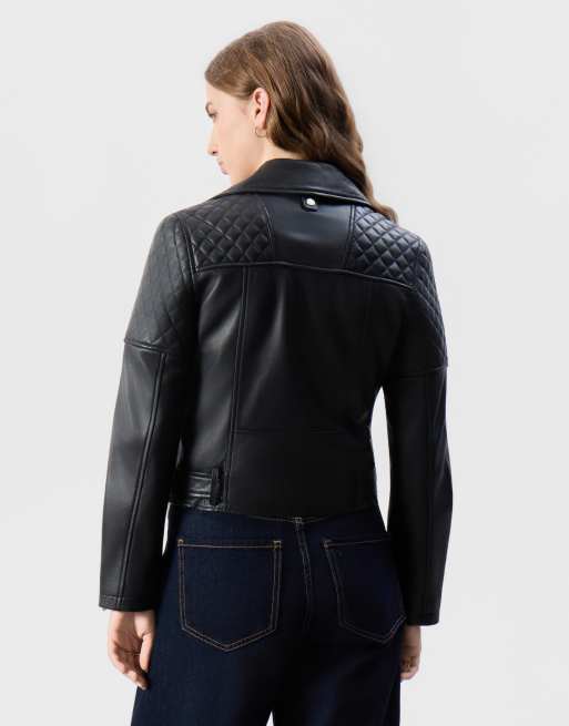 Bolongaro Trevor Real leather amora biker jacket in black, 2 of 5