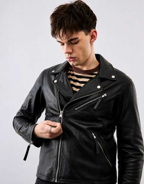 Bolongaro Trevor Real leather arlo biker in black - view 1