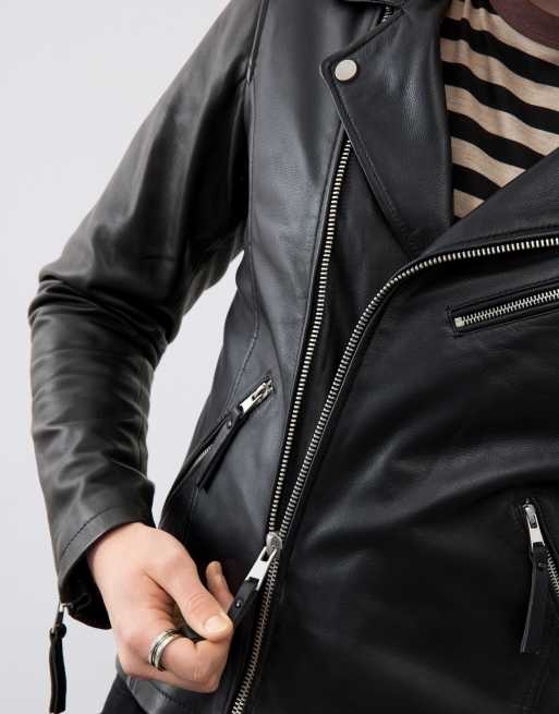 Bolongaro Trevor Real leather arlo biker in black, 3 of 4