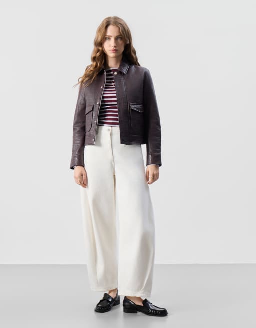 Bolongaro Trevor Real leather blaire  zip jacket in cherry, 5 of 5