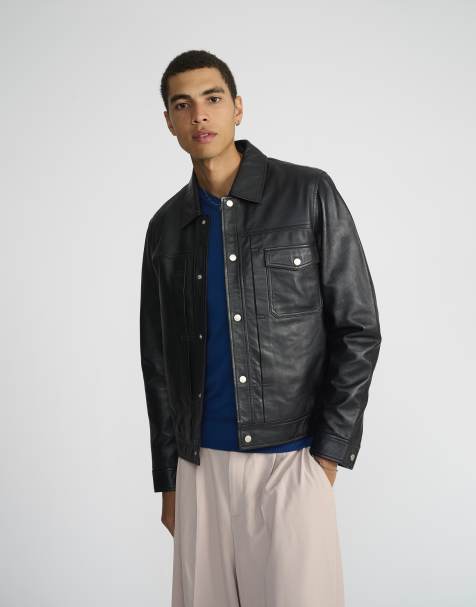 Bolongaro Trevor Real leather carlos trucker jacket in black - view 1