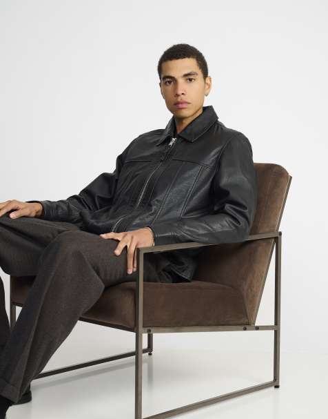 Bolongaro Trevor Real leather carter jacket in black grain - view 1