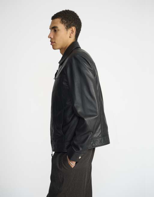 Bolongaro Trevor Real leather carter jacket in black grain, 2 of 5