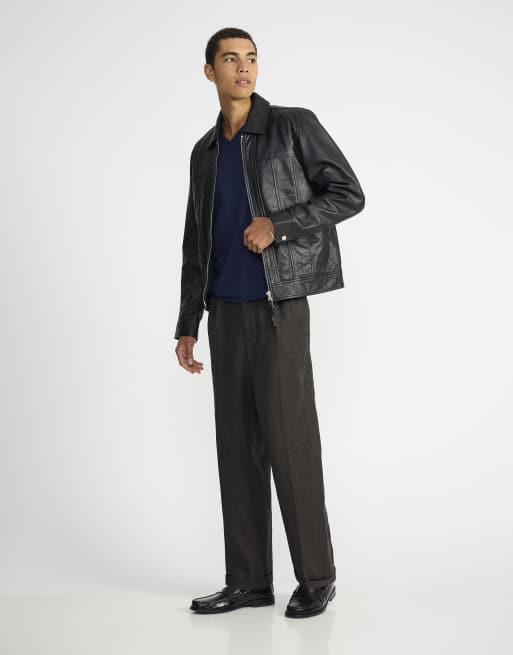 Bolongaro Trevor Real leather carter jacket in black grain, 4 of 5