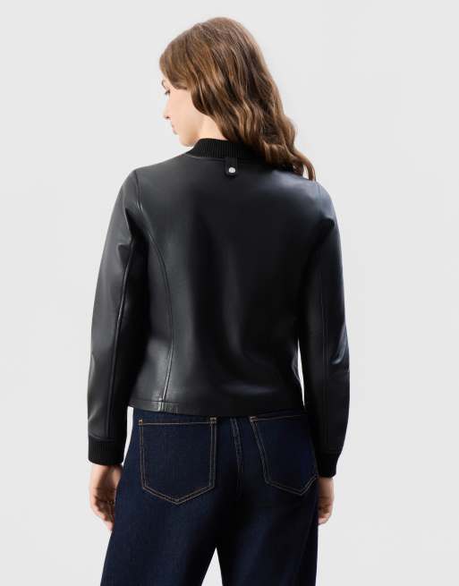 Bolongaro Trevor Real leather darcie bomber jacket in black, 2 of 5