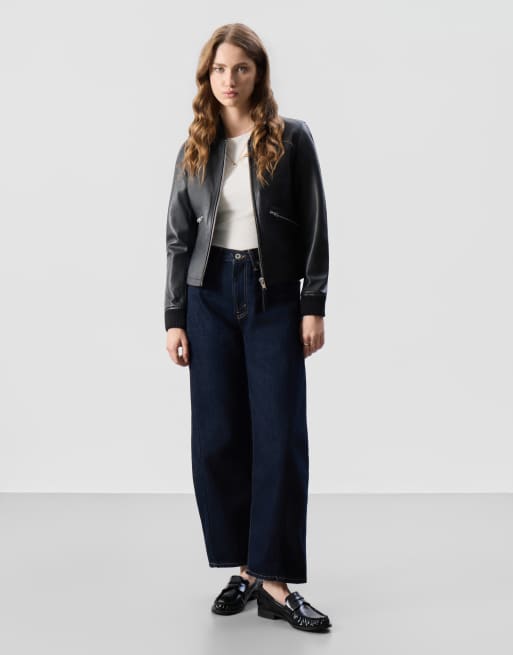 Bolongaro Trevor Real leather darcie bomber jacket in black, 4 of 5