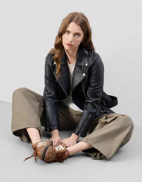 Bolongaro Trevor Real leather everly biker jacket in black - view 1