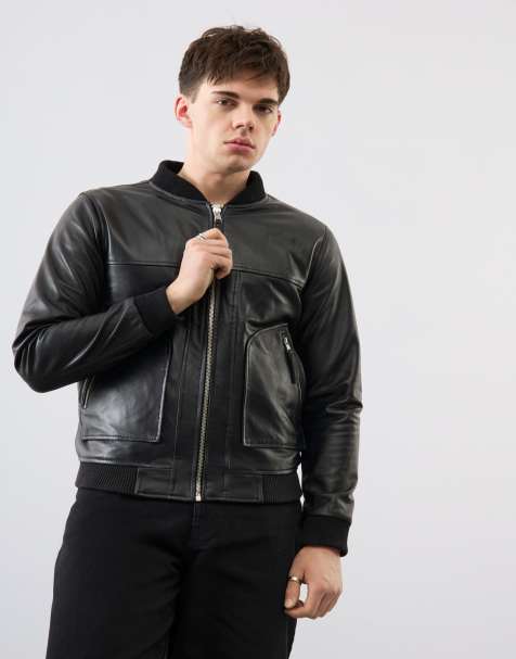 Bolongaro Trevor Real Leather Hayden Bomber in Black - view 1