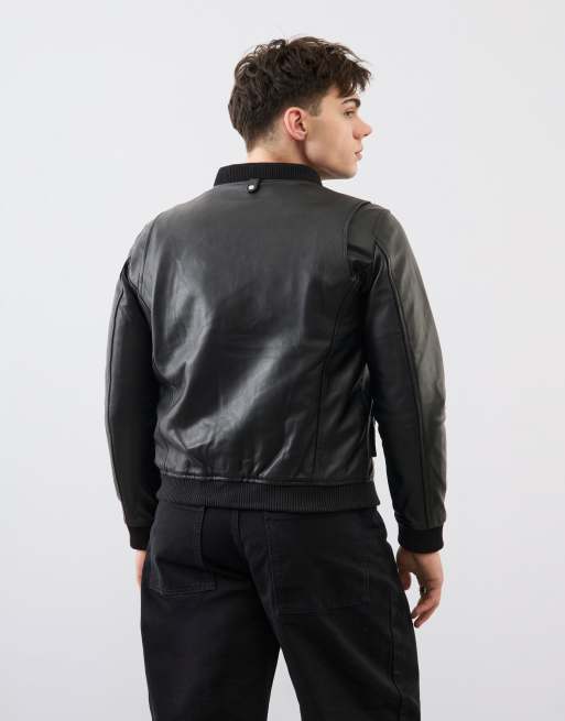 Bolongaro Trevor Real Leather Hayden Bomber in Black, 2 of 4