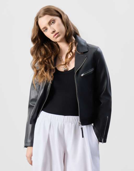 Bolongaro Trevor Real leather helena biker jacket in black, 3 of 5