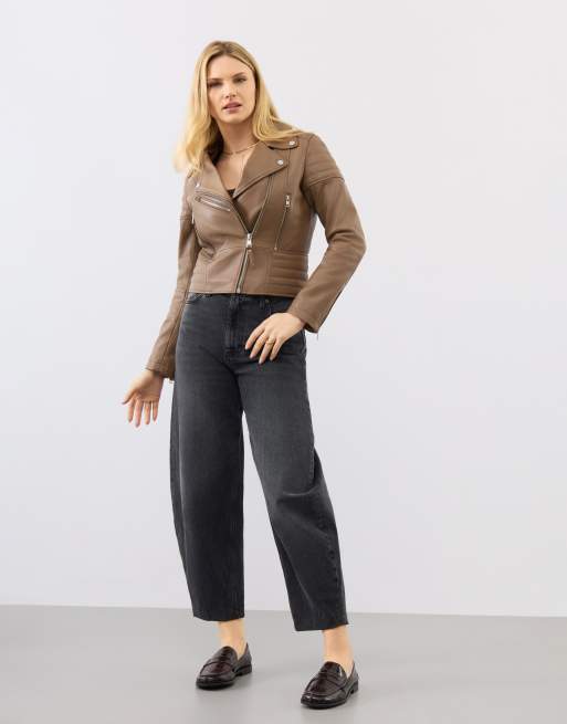 Bolongaro Trevor Real leather jasmine biker in brown, 3 of 4
