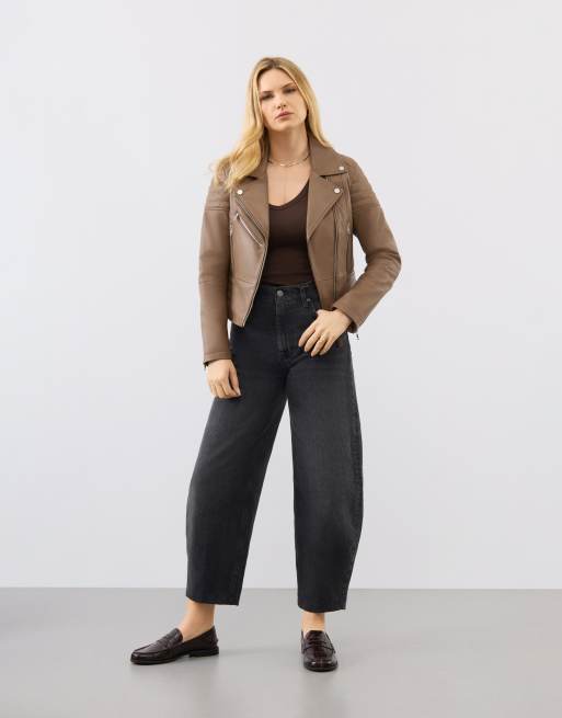 Bolongaro Trevor Real leather jasmine biker in brown, 4 of 4