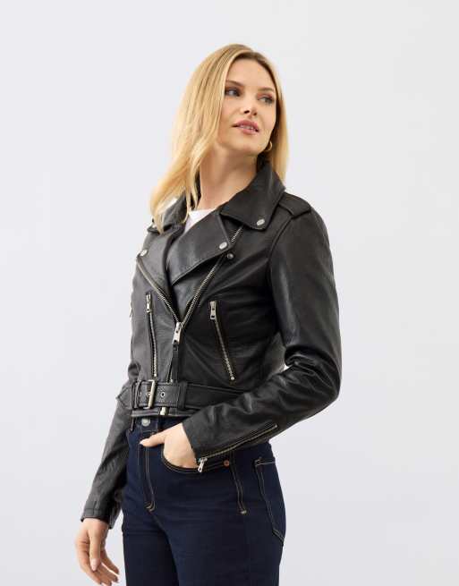 Bolongaro Trevor Real leather katie biker in black grain, 4 of 4