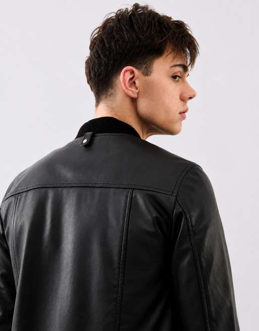 Bolongaro Trevor Real leather lerwick bomber in black, 2 of 4