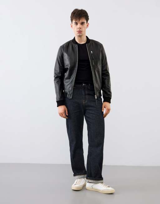 Bolongaro Trevor Real leather lerwick bomber in black, 4 of 4