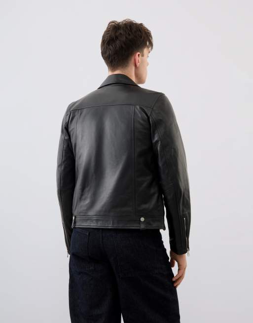 Bolongaro Trevor Real leather lewis biker in black, 2 of 4