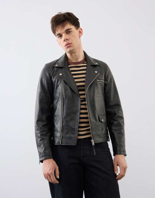 Bolongaro Trevor Real leather lewis biker in black, 3 of 4