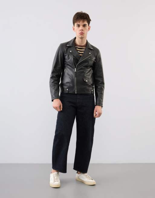 Bolongaro Trevor Real leather lewis biker in black, 4 of 4