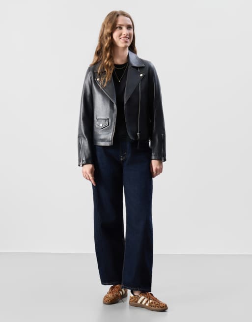 Bolongaro Trevor Real leather lorial biker jacket in black, 4 of 5