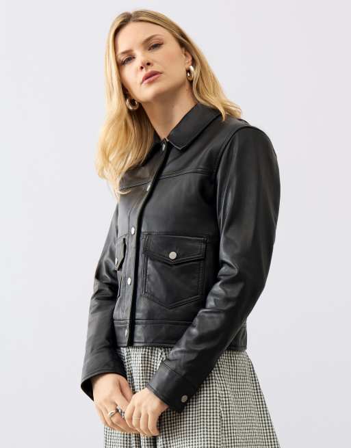 Bolongaro Trevor Real leather louisa trucker in black, 5 of 5
