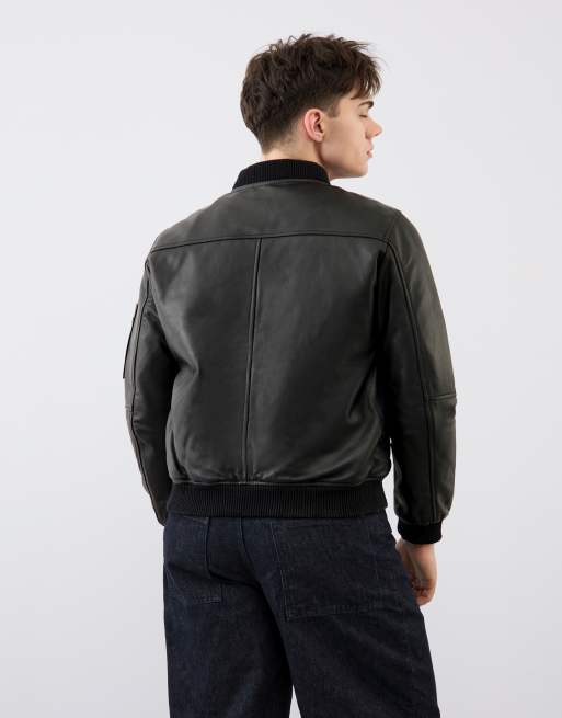 Bolongaro Trevor Real leather ma1 max bomber in black, 2 of 4