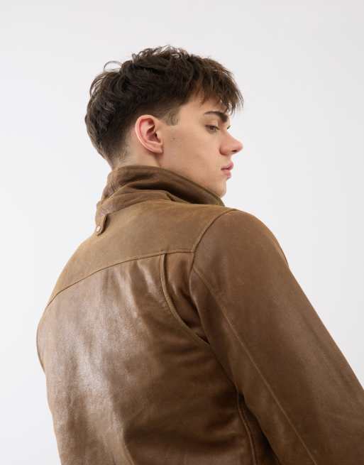 Bolongaro Trevor Real leather rafe jacket in brown, 2 of 4