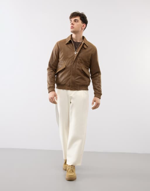 Bolongaro Trevor Real leather rafe jacket in brown, 4 of 4