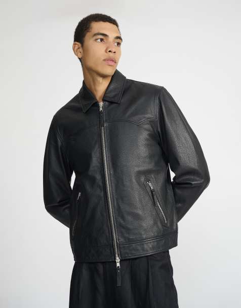 Bolongaro Trevor Real leather ralph western jacket in black grain - view 1