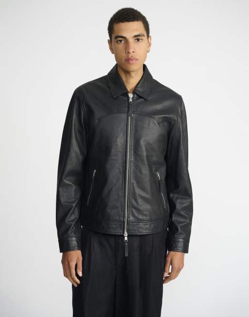Bolongaro Trevor Real leather ralph western jacket in black grain, 3 of 5