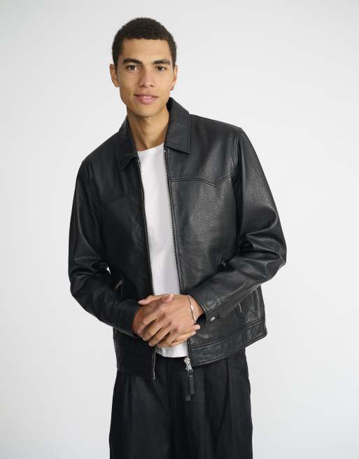 Bolongaro Trevor Real leather ralph western jacket in black grain, 5 of 5