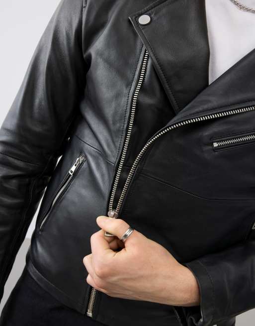 Bolongaro Trevor Real leather ryder biker in black, 3 of 4