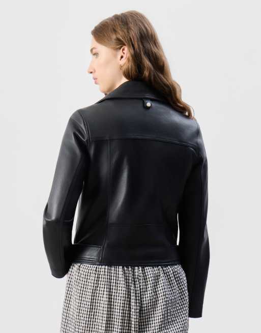 Bolongaro Trevor Real leather sansa biker jacket in black, 2 of 5