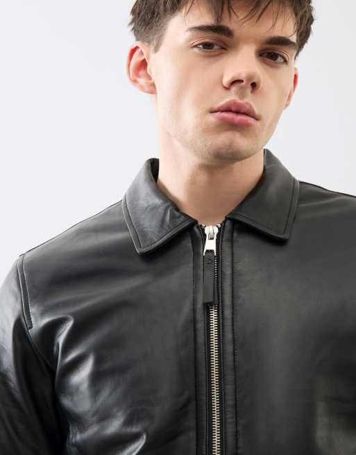 Bolongaro Trevor Real leather tyler jacket in black, 3 of 4