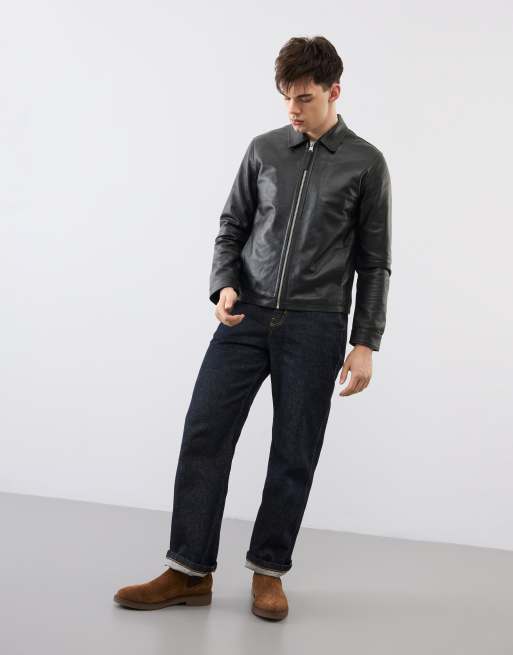 Bolongaro Trevor Real leather tyler jacket in black, 4 of 4